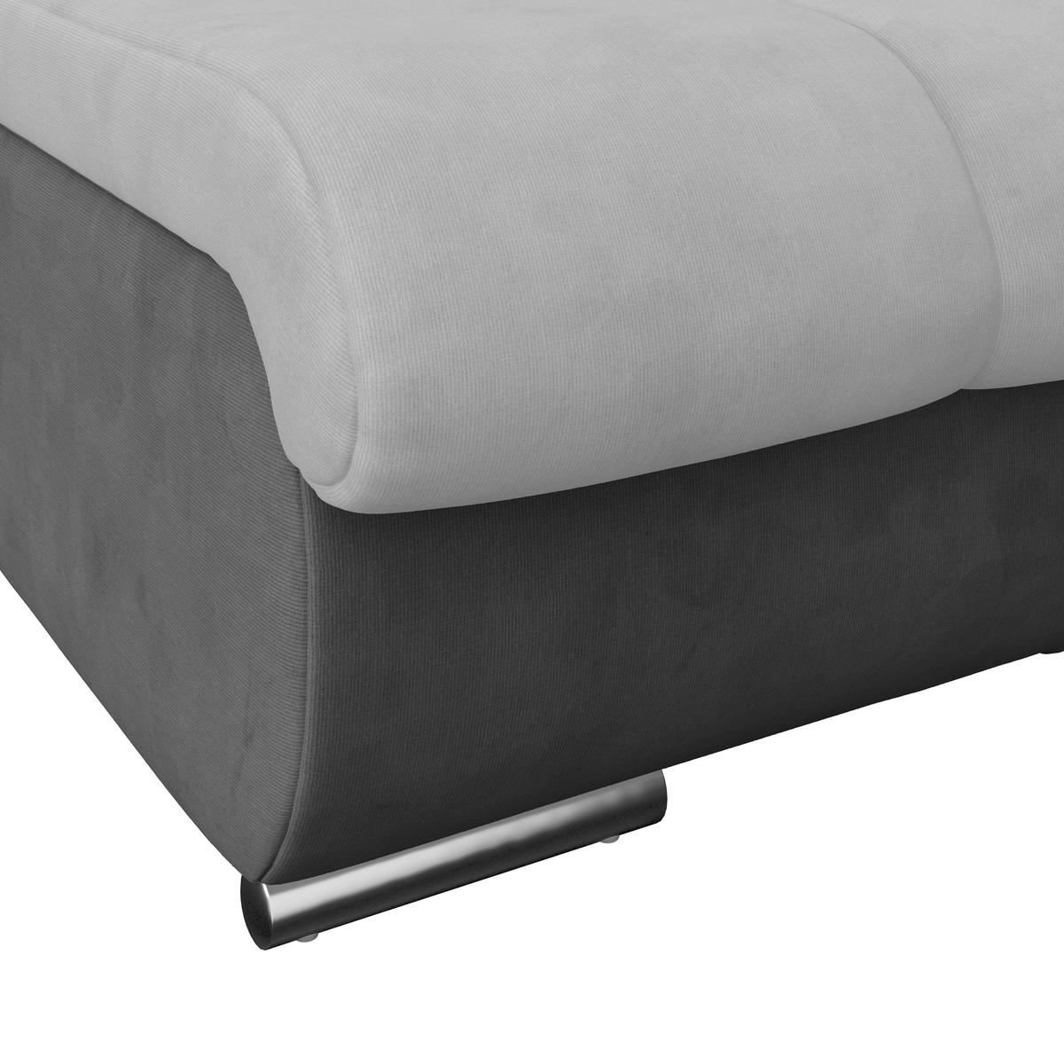 HOCKER Mikrofaser Hellgrau, Dunkelgrau, Grau  - Chromfarben/Dunkelgrau, MODERN, Textil/Metall (100/43/80cm) - MID.YOU