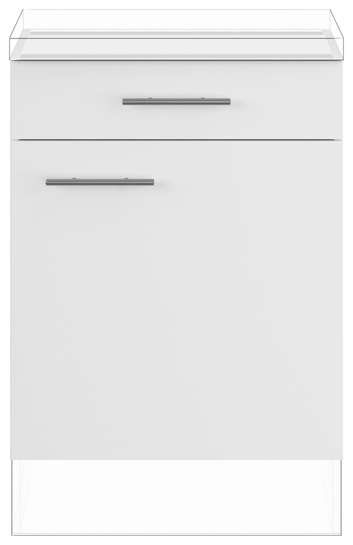 SCHUBKASTENUNTERSCHRANK 60/87,8/57,6 cm  in Weiß  - Edelstahlfarben/Weiß, Basics, Holzwerkstoff/Metall (60/87,8/57,6cm) - Impuls