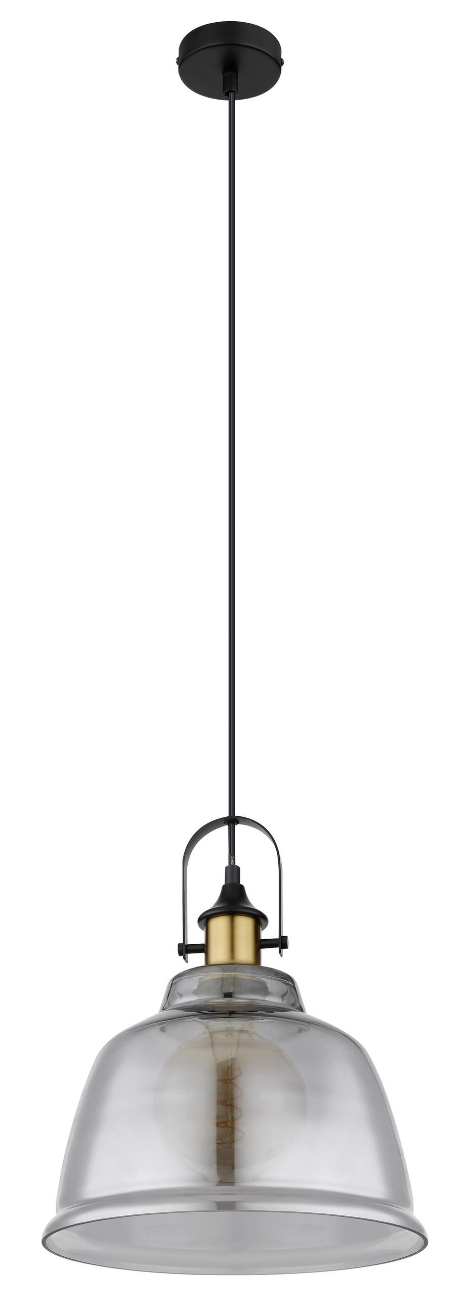 HÄNGELEUCHTE 30/120 cm    - Messingfarben/Schwarz, Design, Glas/Metall (30/120cm) - Globo