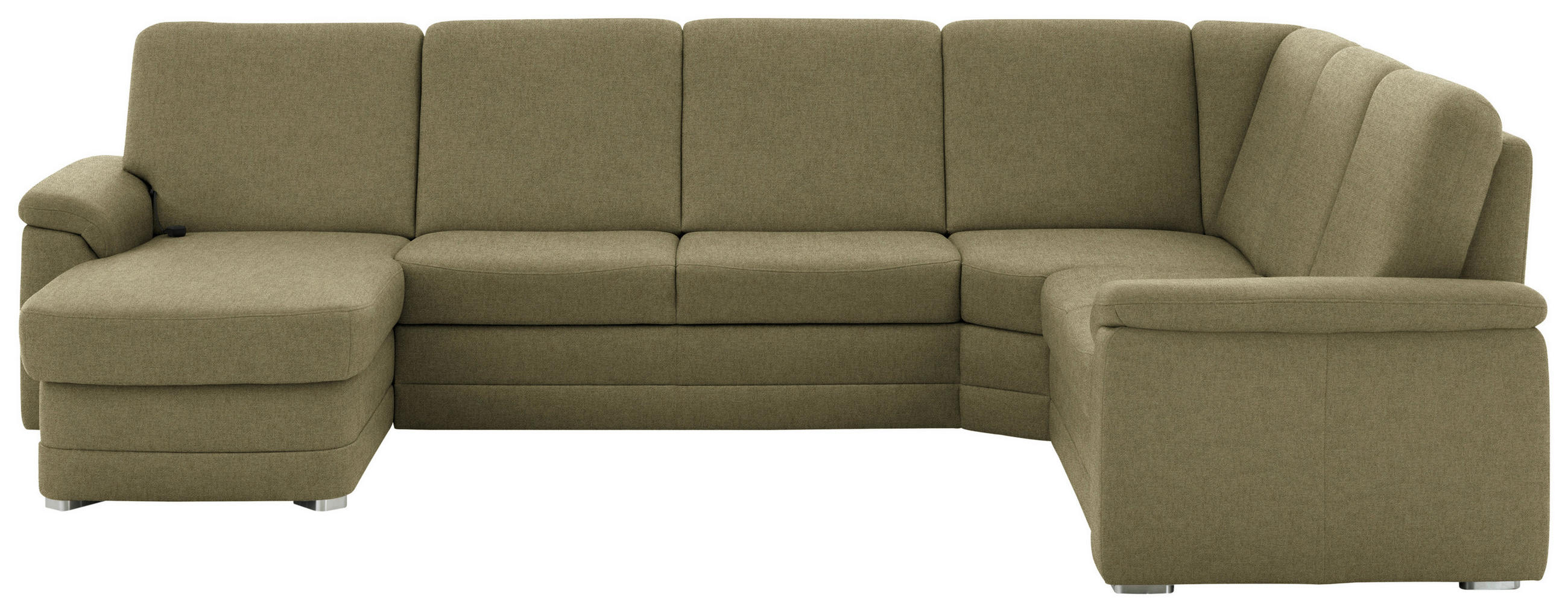 WOHNLANDSCHAFT Chenille Schilfgrün  - Schilfgrün/Alufarben, Konventionell, Holz/Textil (160/329/235cm) - Beldomo Comfort
