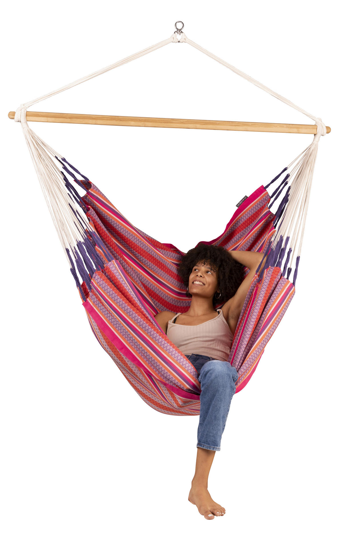 HÄNGESESSEL kingsize cotton 140/170/210 cm  - Pink/Lila, KONVENTIONELL, Holz/Textil (140/170/210cm) - La Siesta