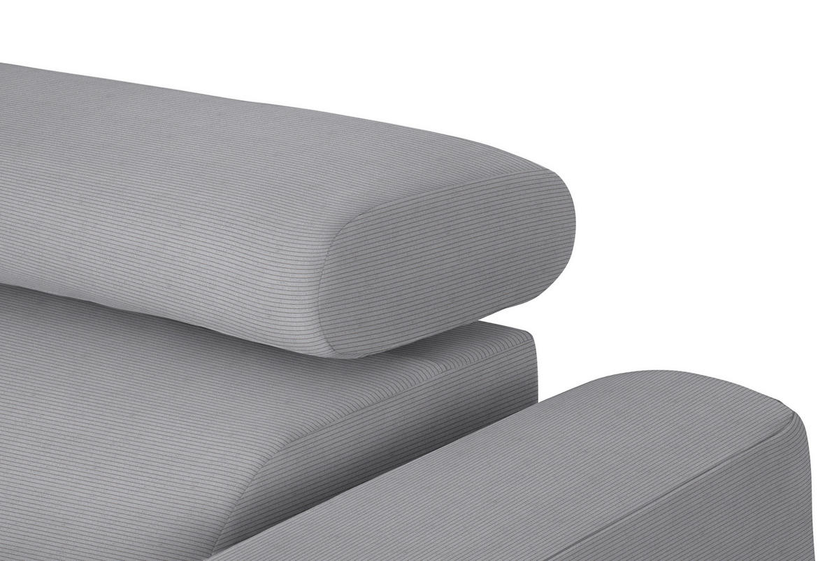 ECKSOFA Grau Feincord  - Schwarz/Grau, Design, Textil/Metall (205/280cm) - Xora