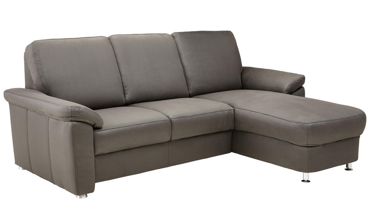 ECKSOFA in Webstoff Dunkelgrau  220/163 cm  - Chromfarben/Dunkelgrau, KONVENTIONELL, Textil/Metall (220/163cm) - Beldomo System