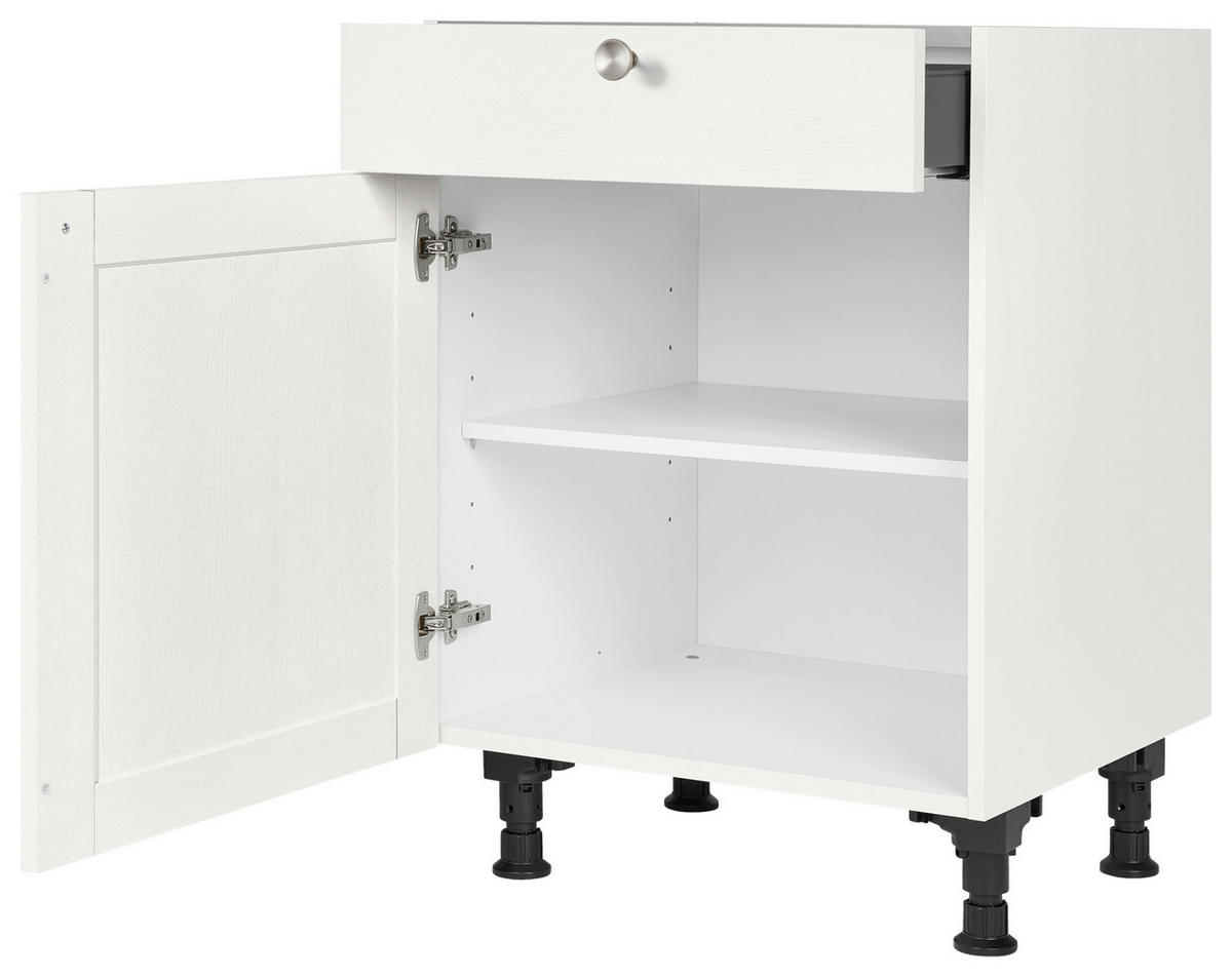 SCHUBKASTENUNTERSCHRANK 60/87/56 cm  in Weiß  - Edelstahlfarben/Weiß, MODERN, Holzwerkstoff/Metall (60/87/56cm) - Nobilia