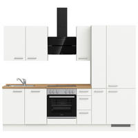 KÜCHENLEERBLOCK 270 cm   in Weiß, Eichefarben  - Edelstahlfarben/Eichefarben, MODERN, Holzwerkstoff/Metall (270cm) - Nobilia