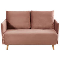 SCHLAFSOFA Samt Altrosa  - Altrosa/Naturfarben, Design, Holz/Kunststoff (132/82/91cm) - Livetastic