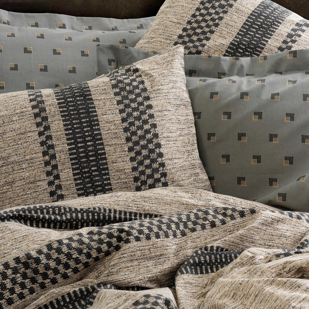 BETTWÄSCHE 135/200 cm  - Schwarz/Braun, Basics, Textil (135/200cm)