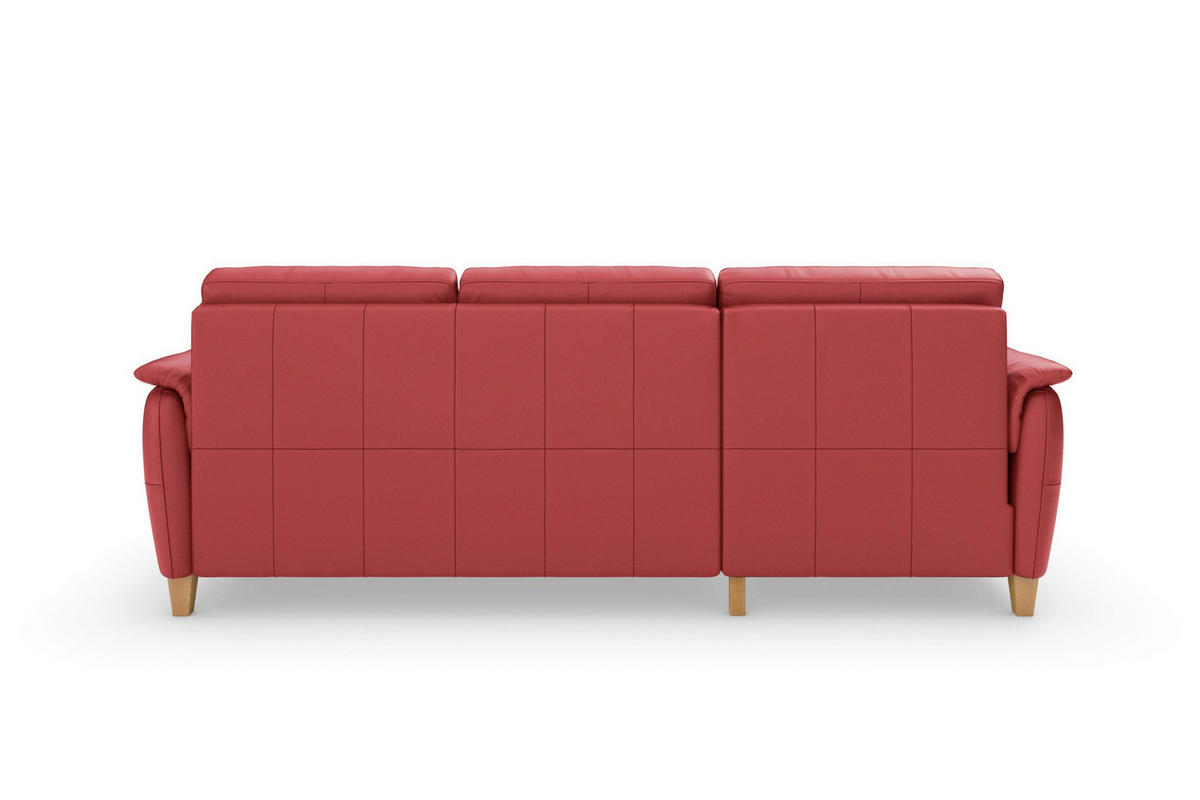 ECKSOFA PALMERA E Rot Echtleder  - Eichefarben/Rot, Basics, Leder/Holz (163/244cm) - Sit & More