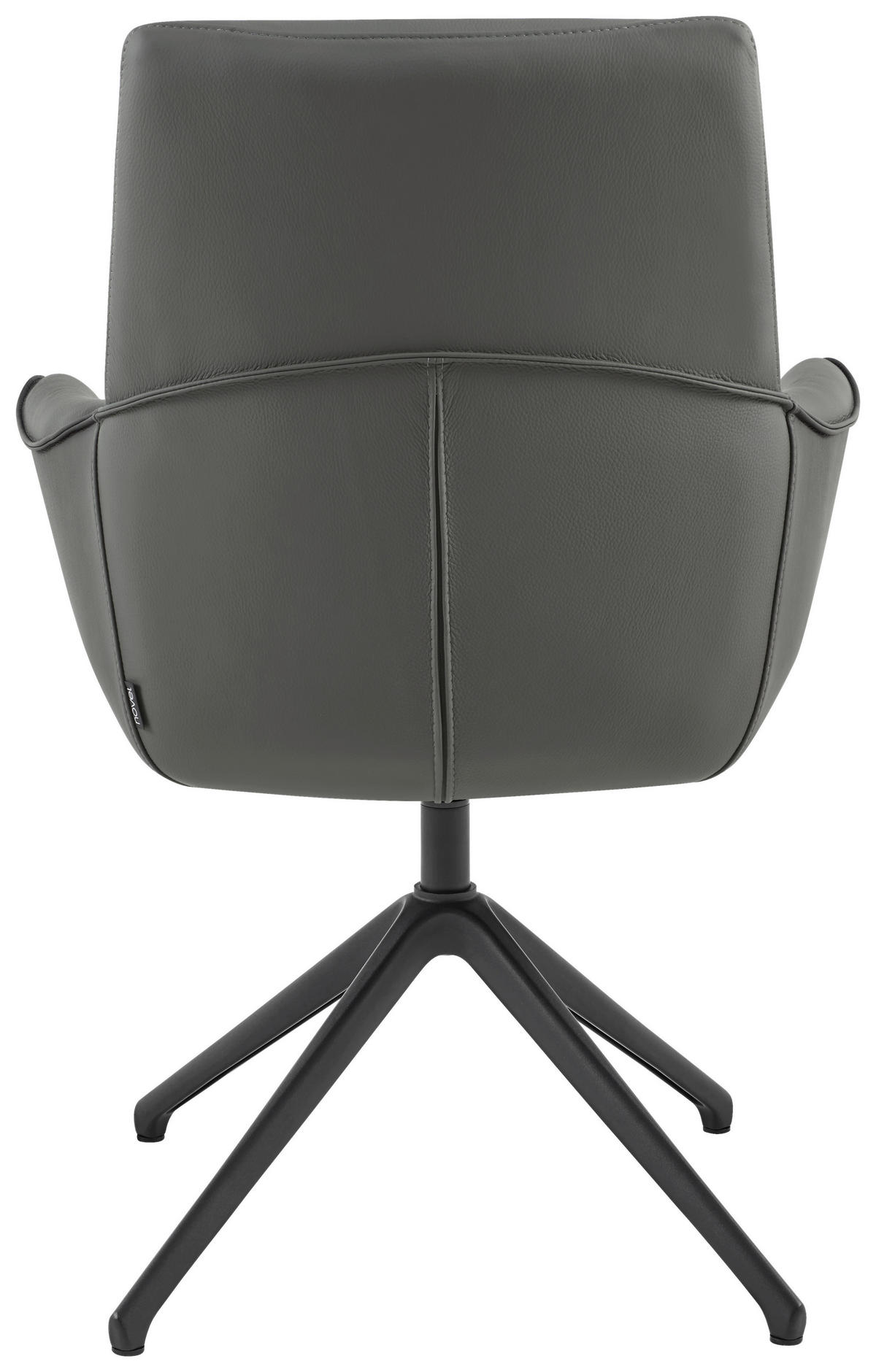 ARMLEHNSTUHL  in Aluminium, Eisen Echtleder pigmentiert  - Schwarz/Grau, Design, Leder/Metall (65/92/67,5cm) - Novel
