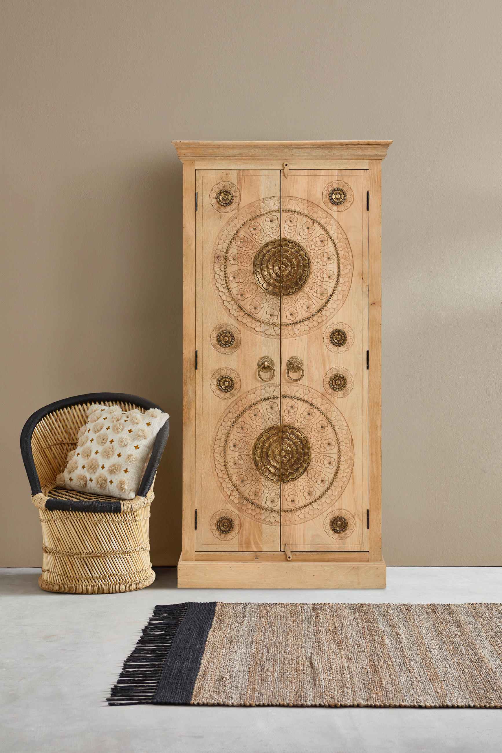MEHRZWECKSCHRANK 89/180/40 cm  in Naturfarben, Messingfarben  - Messingfarben/Naturfarben, LIFESTYLE, Holz/Metall (89/180/40cm) - Landscape