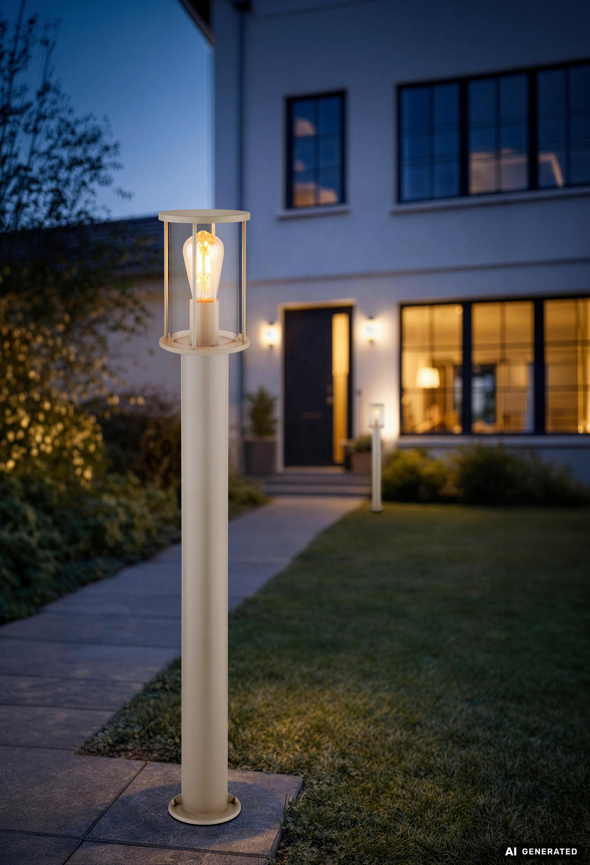AUSSENLEUCHTE Gracey 14,3/100 cm  - Sandfarben/Klar, KONVENTIONELL, Glas/Metall (14,3/100cm) - Globo