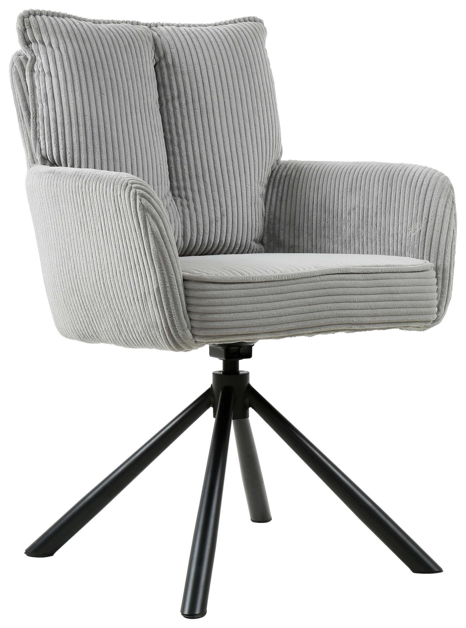 ARMLEHNSTUHL  in Eisen Cord  - Hellgrau/Schwarz, Design, Textil/Metall (61/90/67cm) - Carryhome