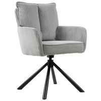 ARMLEHNSTUHL  in Eisen Cord  - Hellgrau/Schwarz, Design, Textil/Metall (61/90/67cm) - Carryhome