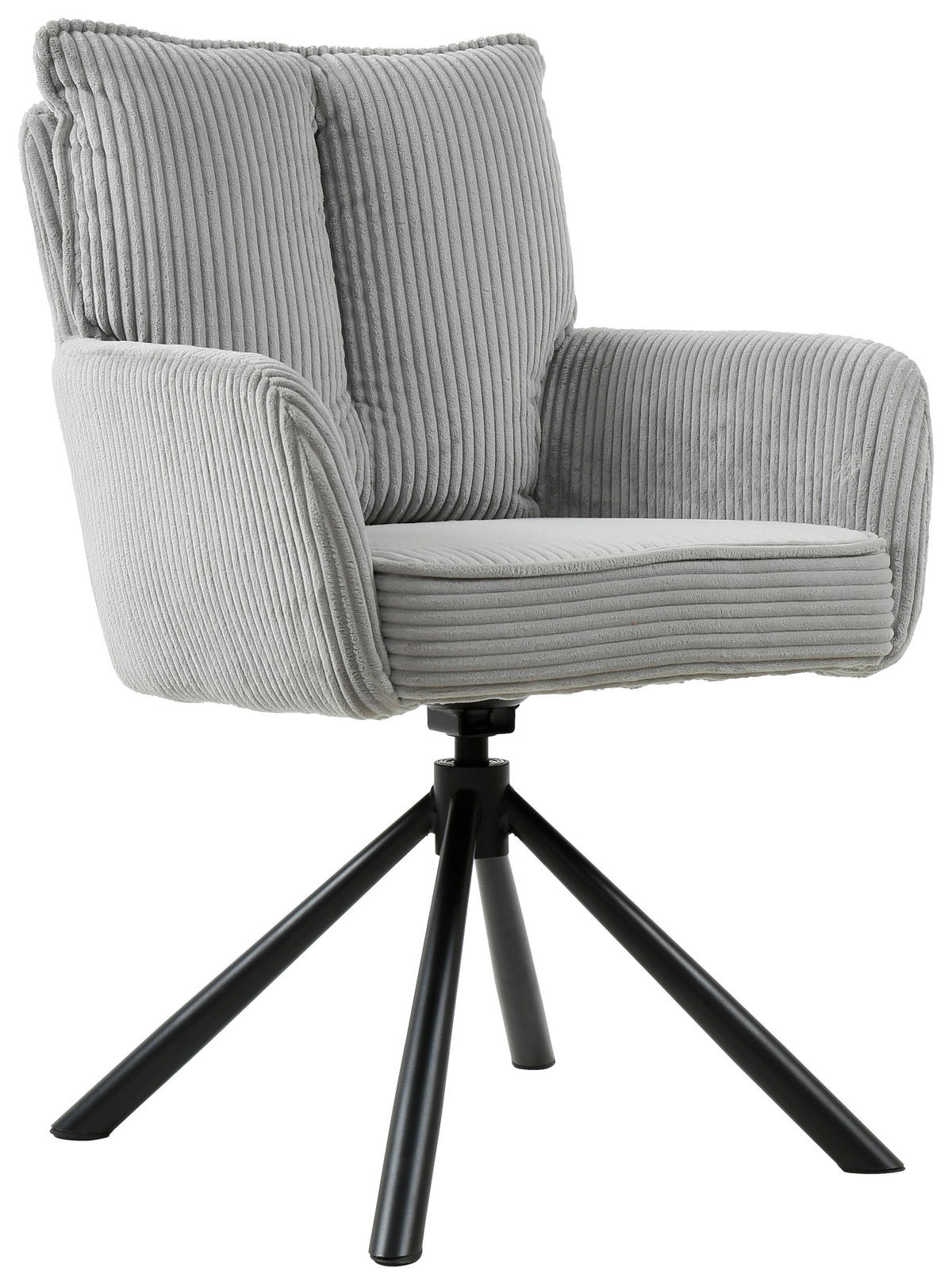ARMLEHNSTUHL  in Eisen Cord  - Hellgrau/Schwarz, Design, Textil/Metall (61/90/67cm) - Carryhome