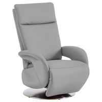 RELAXSESSEL in Leder Hellgrau  - Edelstahlfarben/Hellgrau, Design, Leder/Metall (70/108/80cm) - Cantus
