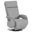 RELAXSESSEL in Leder Hellgrau  - Edelstahlfarben/Hellgrau, Design, Leder/Metall (70/108/80cm) - Cantus