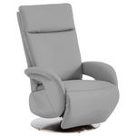 RELAXSESSEL in Leder Hellgrau  - Edelstahlfarben/Hellgrau, Design, Leder/Metall (70/108/80cm) - Cantus