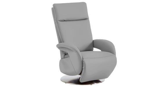 RELAXSESSEL in Leder Hellgrau - Edelstahlfarben/Hellgrau, Design, Leder/Metall (70/108/80cm) - Cantus