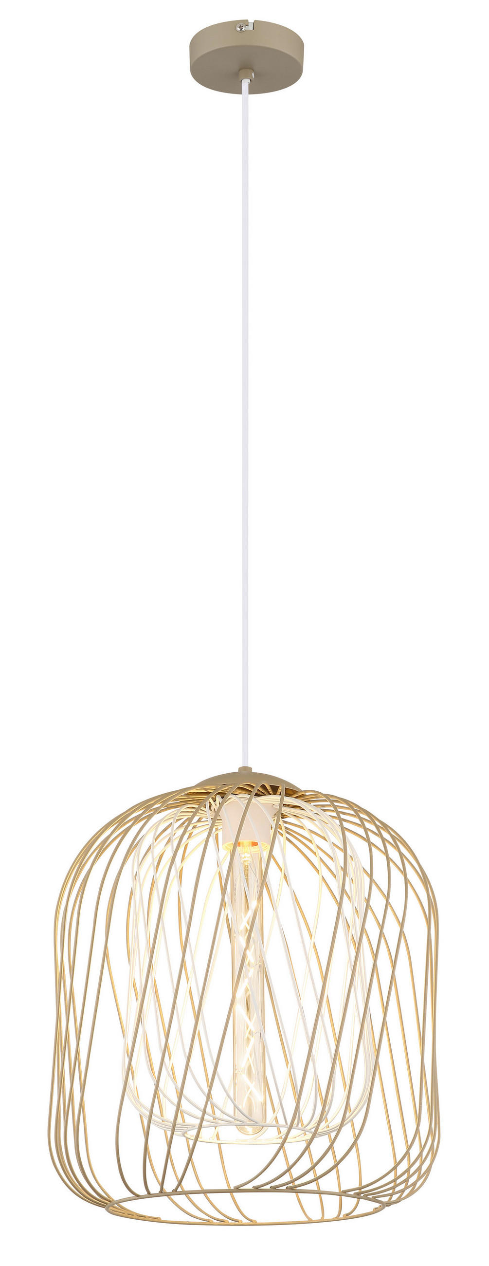 HÄNGELEUCHTE 35/150 cm    - Sandfarben/Weiss, Basics, Kunststoff/Metall (35/150cm) - Globo