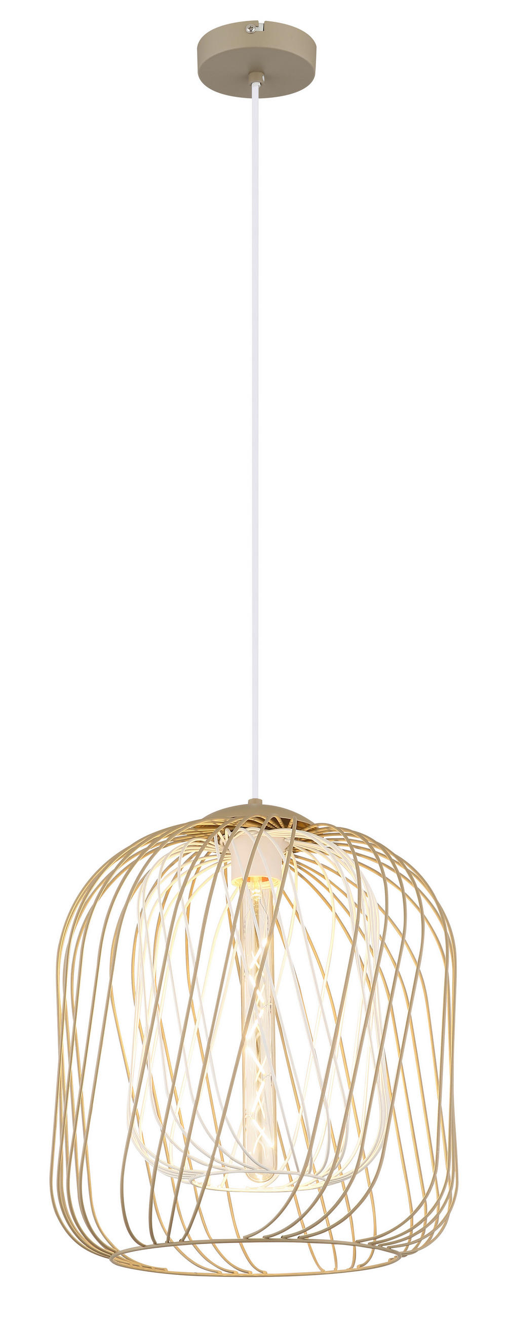 HÄNGELEUCHTE 35/150 cm    - Sandfarben/Weiss, Basics, Kunststoff/Metall (35/150cm) - Globo
