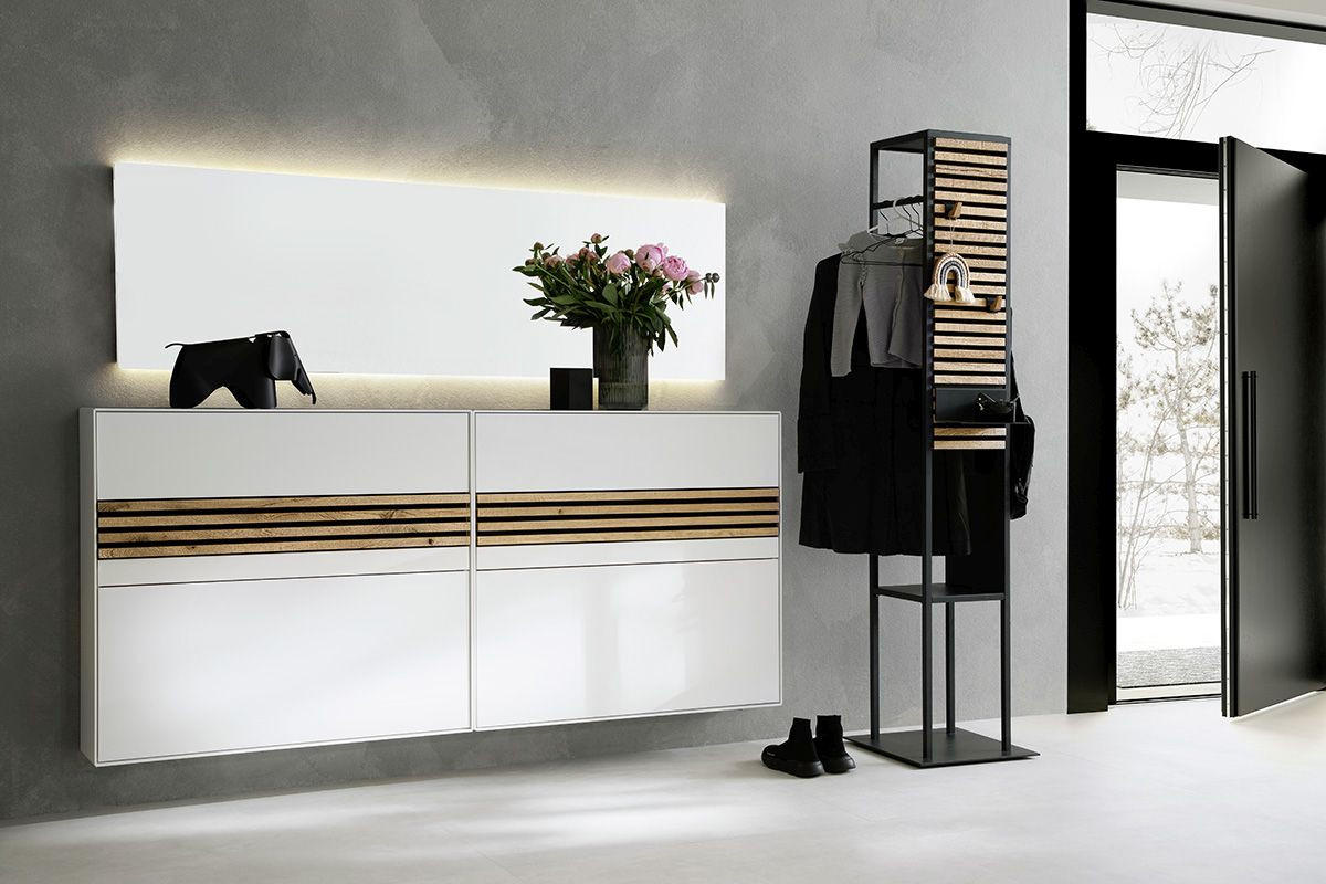 GARDEROBE in 256/186/42 cm - Eichefarben/Anthrazit, Design, Glas/Holz (256/186/42cm) - Schöner Wohnen