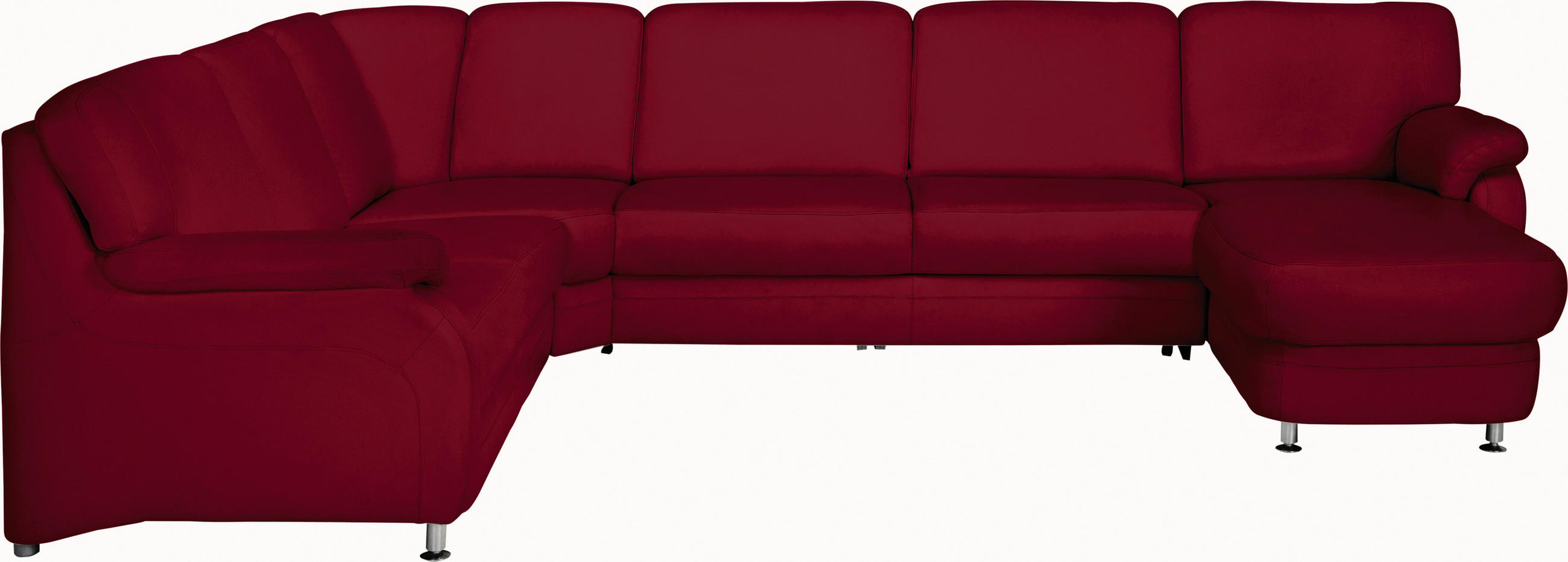 WOHNLANDSCHAFT Rot Echtleder  - Rot/Alufarben, KONVENTIONELL, Leder/Metall (239/329/165cm) - Beldomo Premium