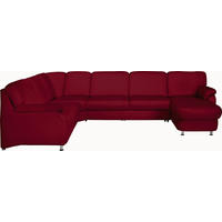 WOHNLANDSCHAFT Rot Echtleder  - Rot/Alufarben, KONVENTIONELL, Leder/Metall (239/329/165cm) - Beldomo Premium