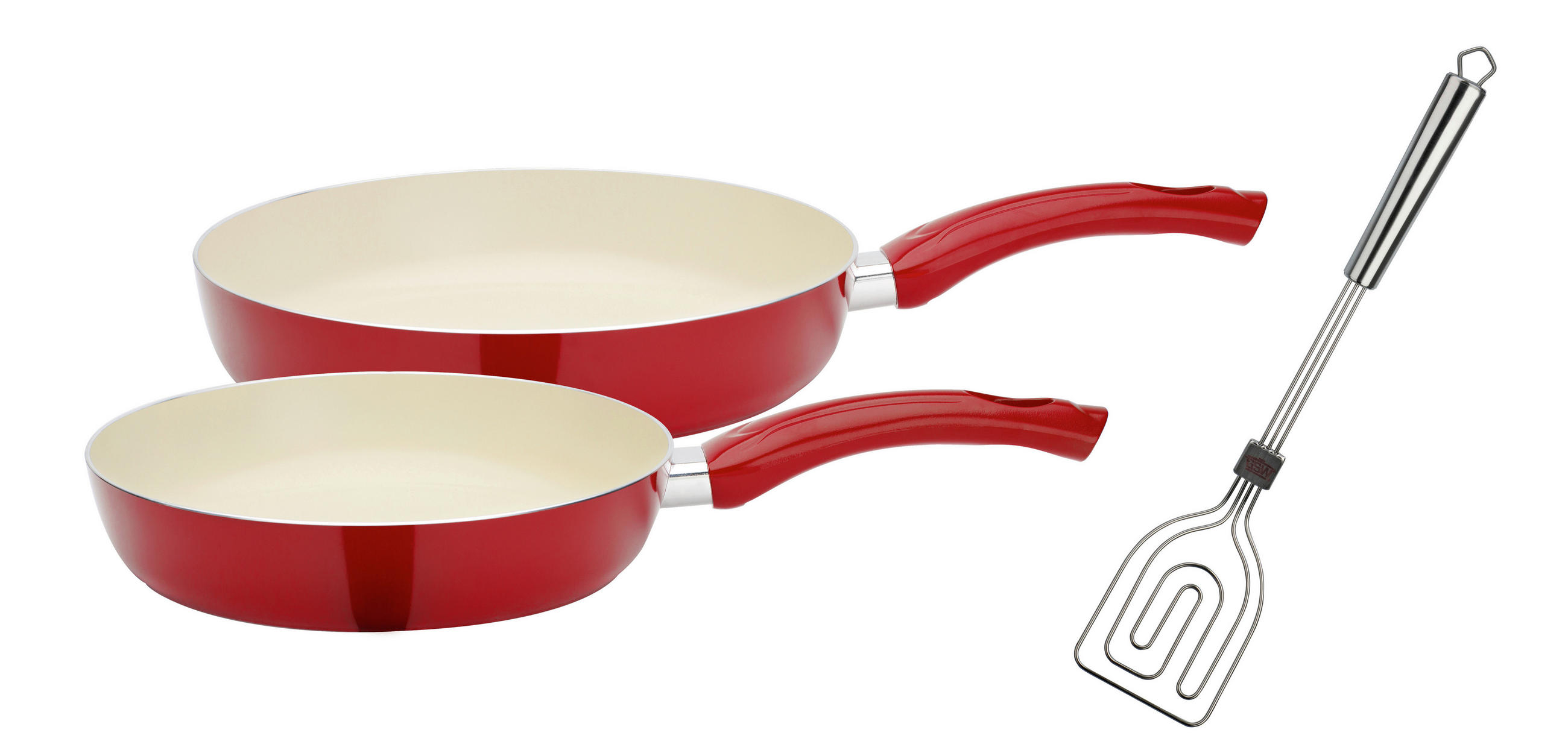 PFANNENSET Ceramica Beige 3-teilig  - Hellrot, Basics, Metall - GSW
