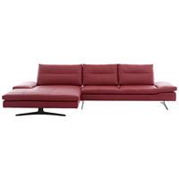 ECKSOFA Rot Echtleder  - Rot/Schwarz, MODERN, Leder/Metall (158/342cm) - Chilliano
