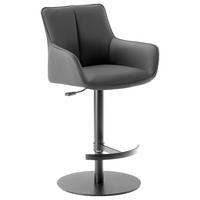 BARHOCKER in Metall, Leder Schwarz  - Schwarz, Design, Leder/Metall (54/92-112/55cm) - Novel