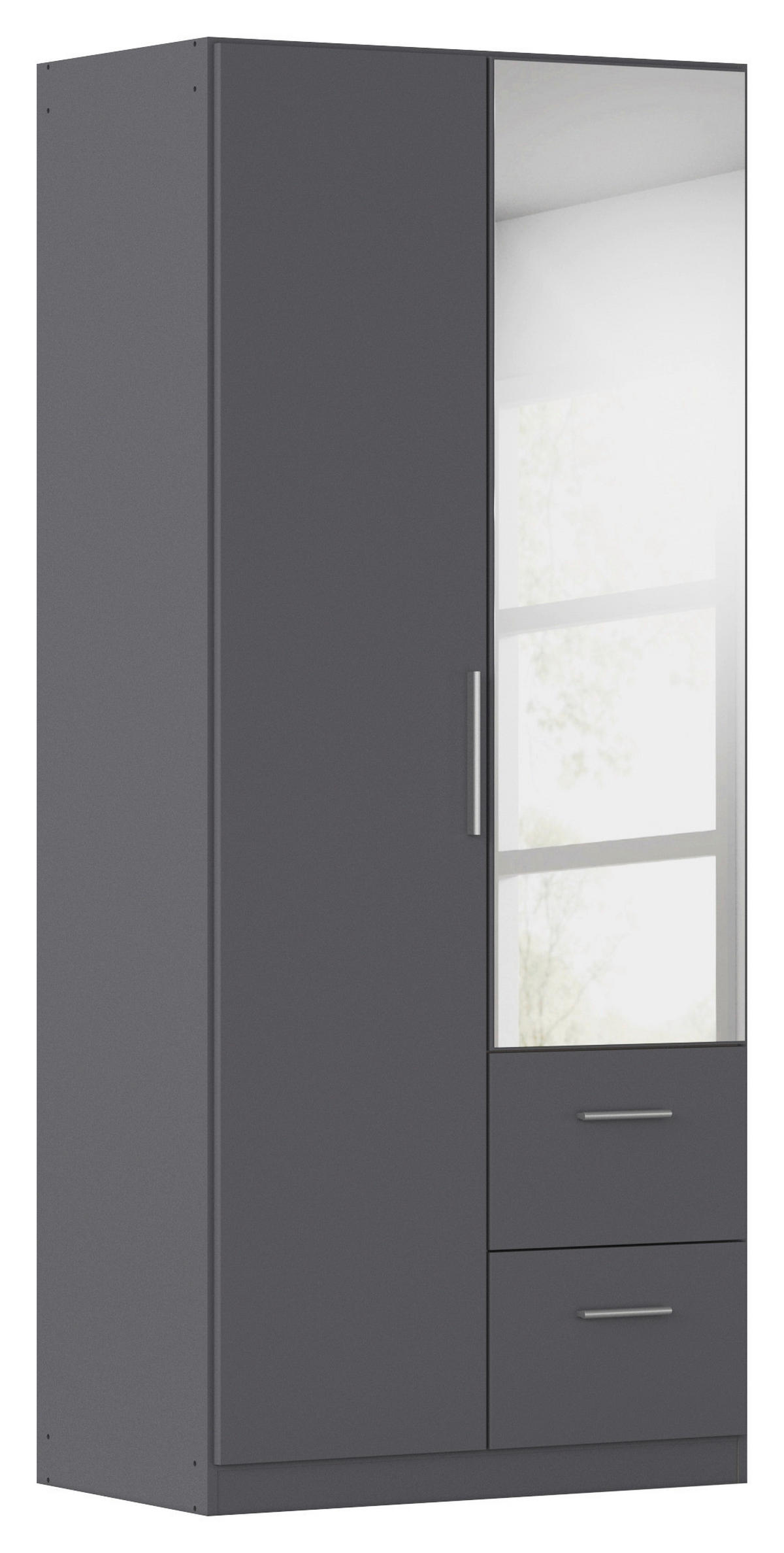 DREHTÜRENSCHRANK 91/210/54 cm,  in Grau, 2-türig  - Alufarben/Grau, KONVENTIONELL, Glas/Holzwerkstoff (91/210/54cm) - home24