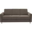 3-SITZER-SOFA  in Flachgewebe Hellbraun  - Chromfarben/Hellbraun, Design, Textil/Metall (195/83/85cm) - Xora