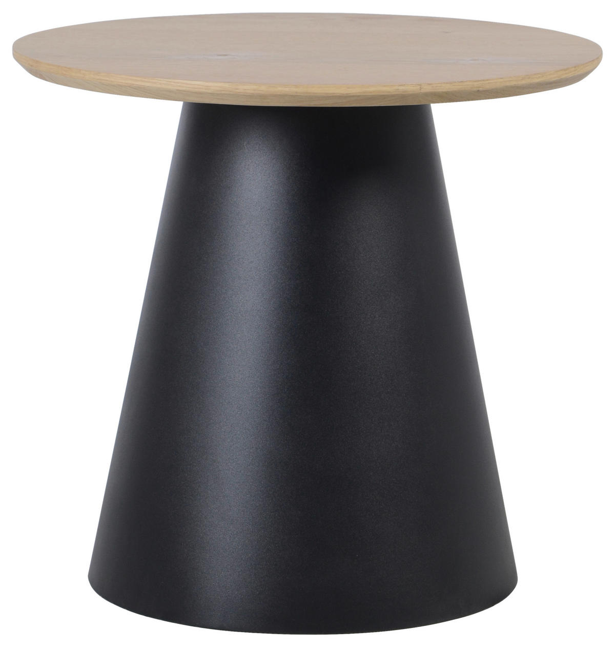BEISTELLTISCH 50/50/48 cm Eiche furniert Schwarz, Eichefarben rund  - Eichefarben/Schwarz, KONVENTIONELL, Holz/Metall (50/50/48cm) - Stylife