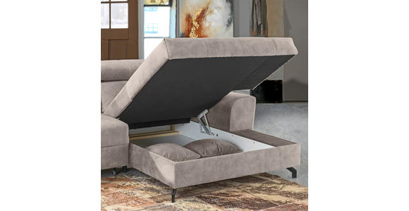 ECKSOFA in Velours Beige  - Beige/Schwarz, Design, Textil/Metall (267/181cm) - Carryhome