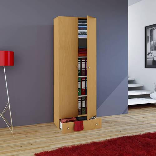 MEHRZWECKSCHRANK  - Silberfarben/Buchefarben, Modern, Holzwerkstoff/Kunststoff (70/198/39cm) - MID.YOU