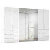 DREHTÜRENSCHRANK 350/223/61 cm,  in Weiß, Weiß Hochglanz, 7-türig  - Weiß Hochglanz/Weiß, Basics, Glas/Holzwerkstoff (350/223/61cm) - Novel