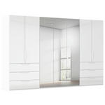 DREHTÜRENSCHRANK 350/223/61 cm,  in Weiß, Weiß Hochglanz, 7-türig  - Weiß Hochglanz/Weiß, Basics, Glas/Holzwerkstoff (350/223/61cm) - Novel
