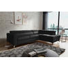 ECKSOFA MONDO Schwarz Echtleder Lederlook  - Chromfarben/Schwarz, Design, Leder/Textil (286/208cm) - Livetastic