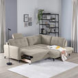 ECKSOFA in Flachgewebe, Leinenoptik Beige  - Beige/Schwarz, Design, Textil/Metall (247/208cm) - Xora