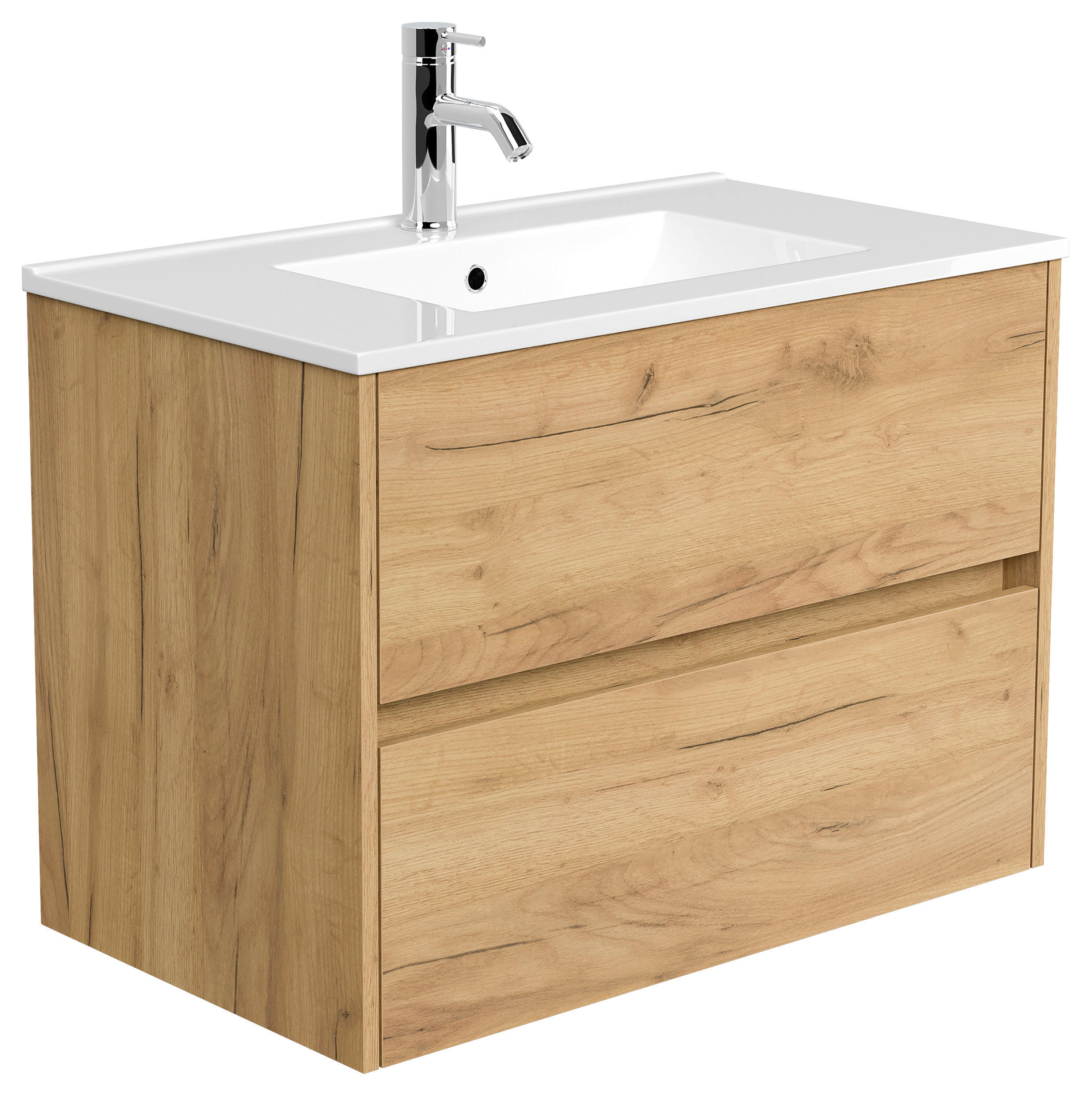 WASCHTISCHKOMBI 80 cm  - Eichefarben/Weiß, MODERN, Keramik/Holzwerkstoff (80cm) - MID.YOU