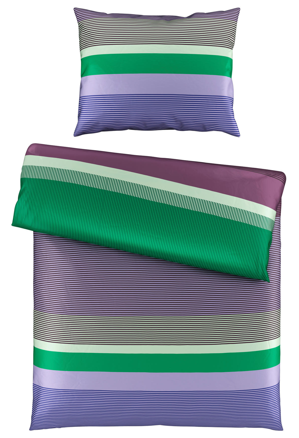 BETTWÄSCHE Satin 140/200 cm  - Salbeigrün/Lila, Basics, Textil (140/200cm) - Novel