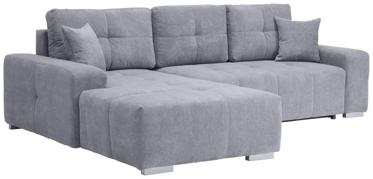 ECKSOFA in Webstoff Blau, Grau  194/280 cm  - Blau/Silberfarben, MODERN, Kunststoff/Textil (194/280cm) - Carryhome