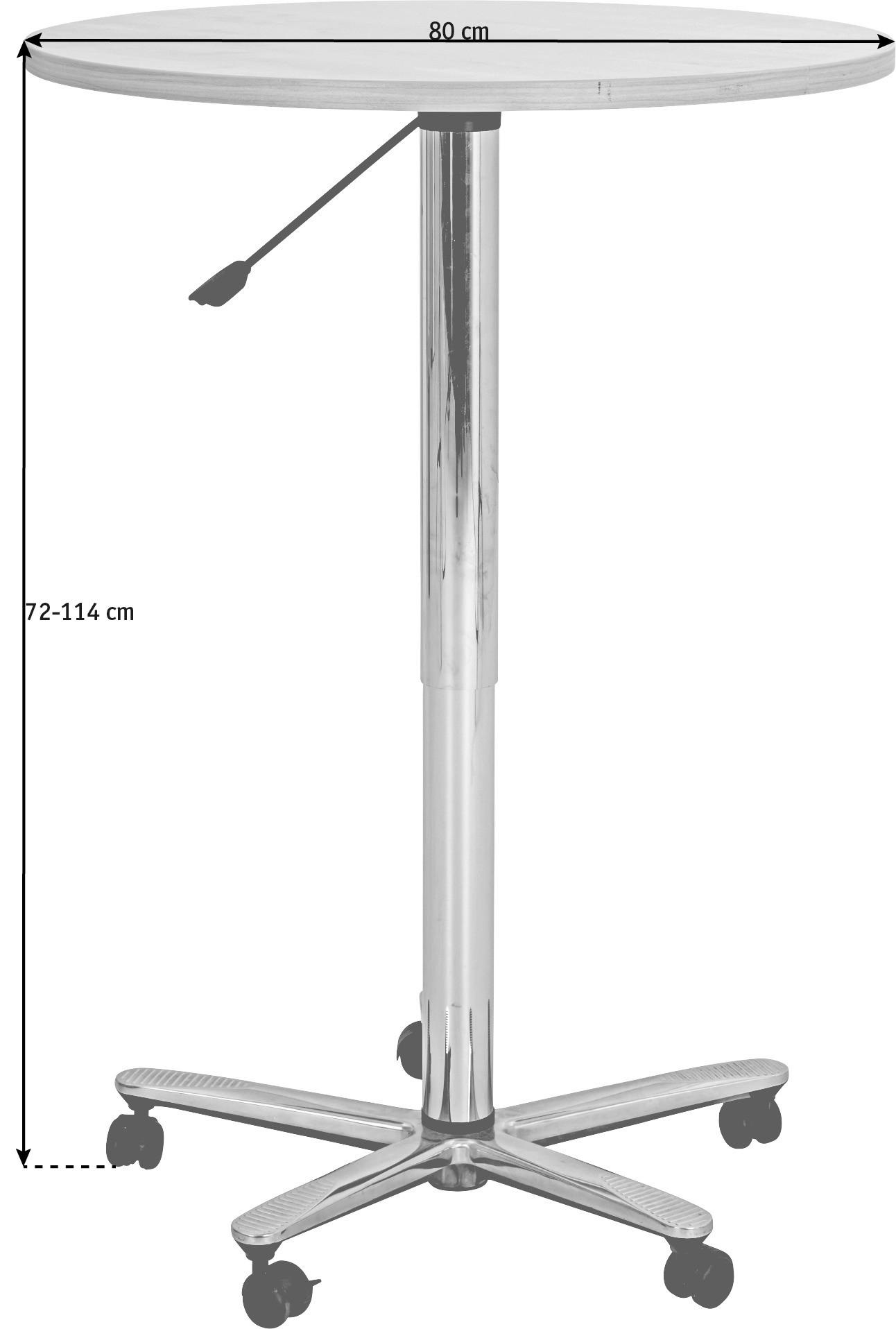 STEHTISCH Buchefarben, Chromfarben  - Chromfarben/Buchefarben, KONVENTIONELL, Holzwerkstoff/Metall (80/80/72-114cm) - Venda