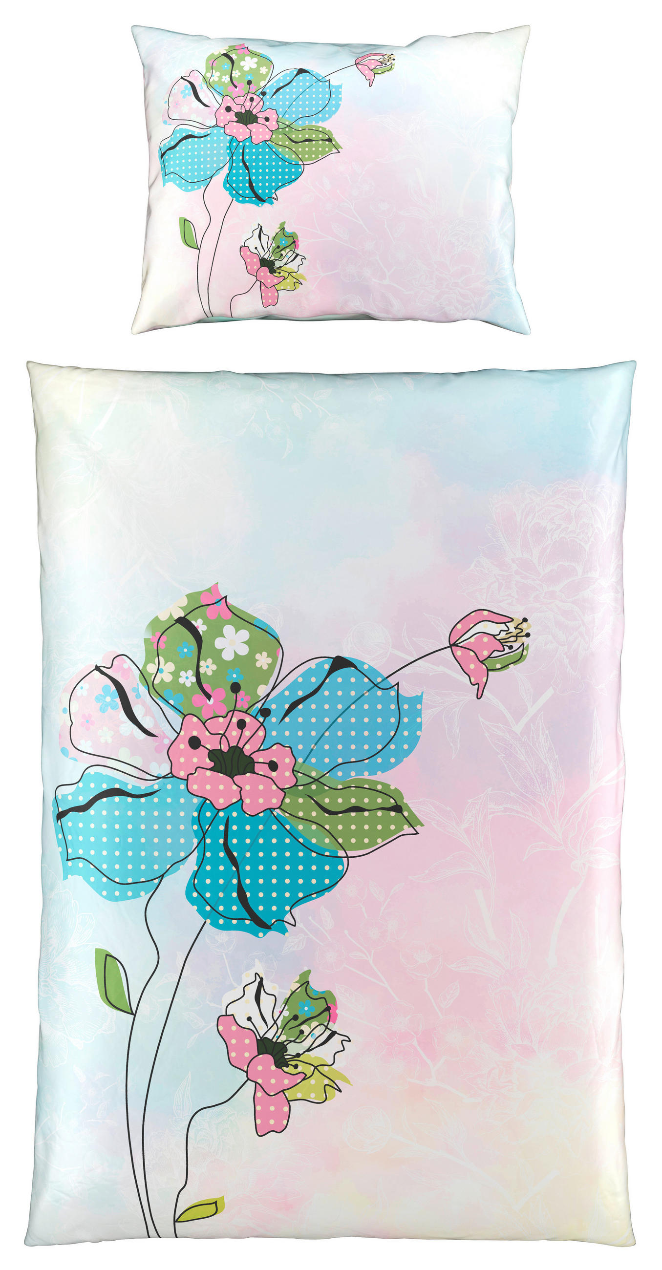 VÄNDBART PÅSLAKANSET satin 150/210 cm  - ljusrosa/ljusblå, Trend, textil (150/210cm) - Esposa