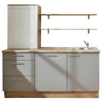KÜCHENBLOCK 180 cm   in Grau, Eichefarben  - Edelstahlfarben/Eichefarben, Design, Holzwerkstoff/Metall (180cm) - Pino