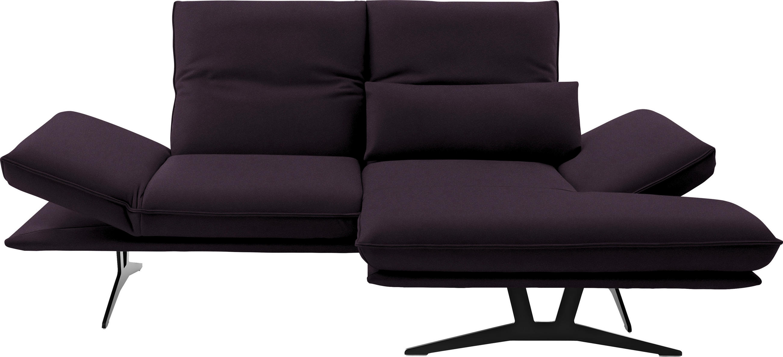 ECKSOFA in Echtleder Violett  - Violett/Schwarz, Design, Leder/Metall (210/130cm) - Dieter Knoll