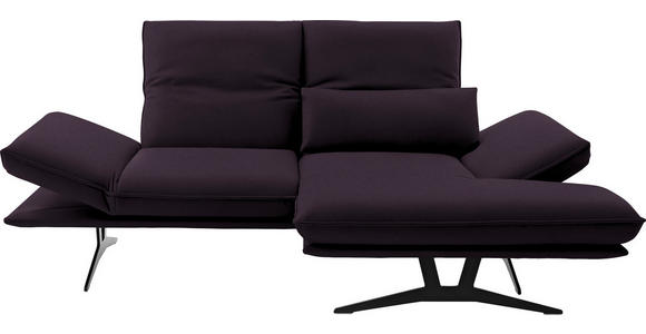 ECKSOFA in Echtleder Violett  - Violett/Schwarz, Design, Leder/Metall (210/130cm) - Dieter Knoll