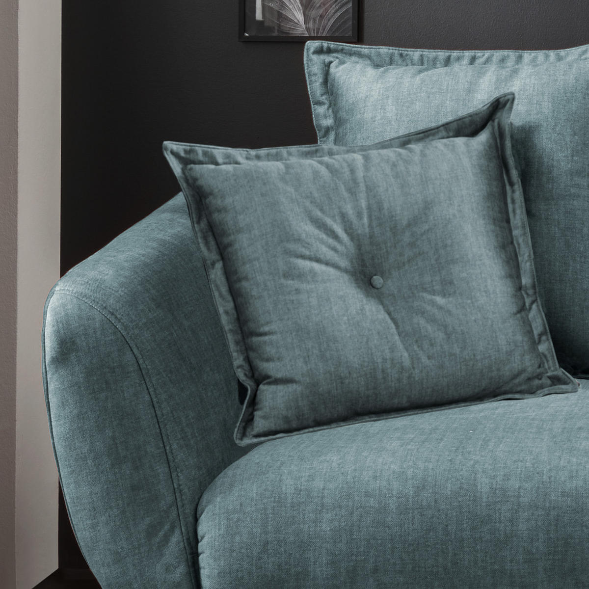 2,5-SITZER in Velours Blau  - Blau/Buchefarben, Modern, Holz/Textil (196/94/103cm) - Livetastic