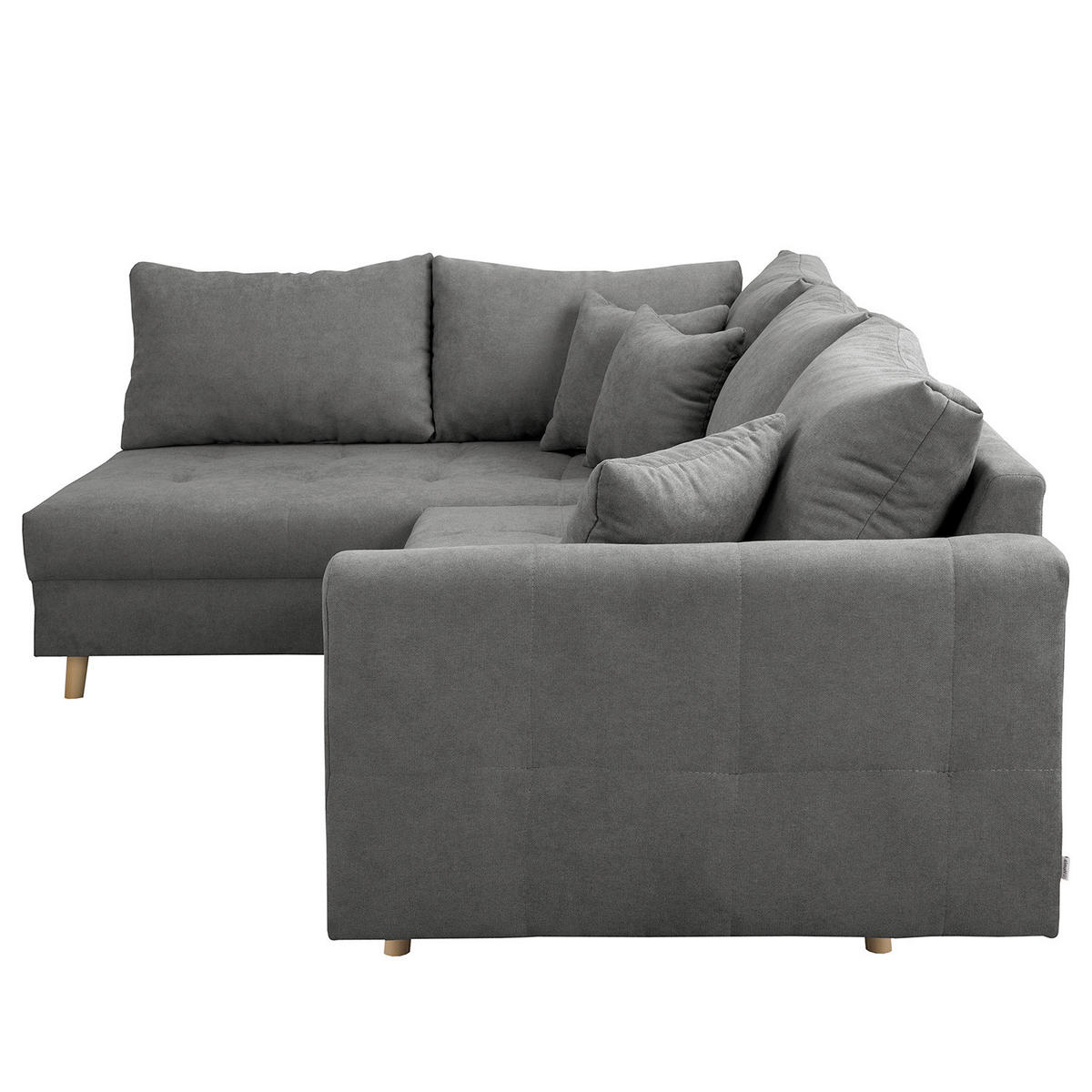 ECKSOFA inkl. Hocker Ariella Dunkelgrau Mikrofaser  - Dunkelgrau/Naturfarben, Design, Holz/Textil (161/231cm) - Livetastic