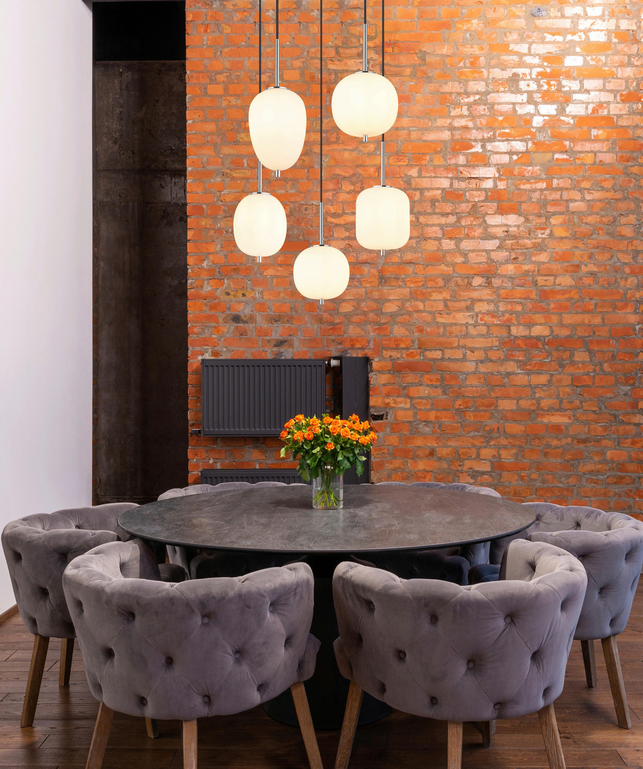 HÄNGELEUCHTE 57,5/150 cm    - Opal/Nickelfarben, Basics, Glas/Metall (57,5/150cm) - Globo